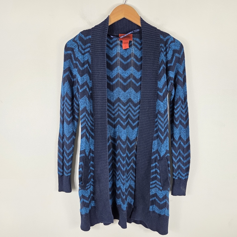 Missoni for Target Y2K Chevron Stripe Pointelle Knit Open Front Cardigan Sweater